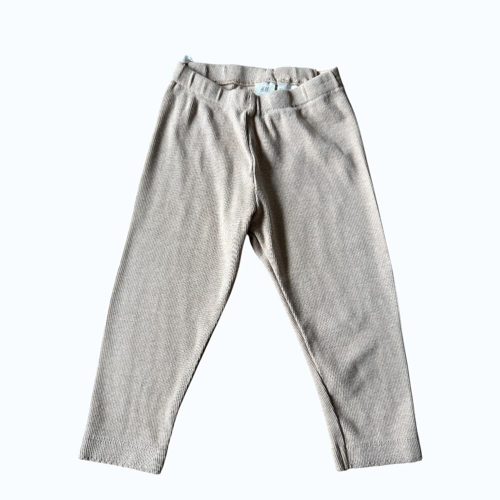 H&M Organic Cotton Ribbed Leggings Toddler Girls 12–18M Neutral Beige